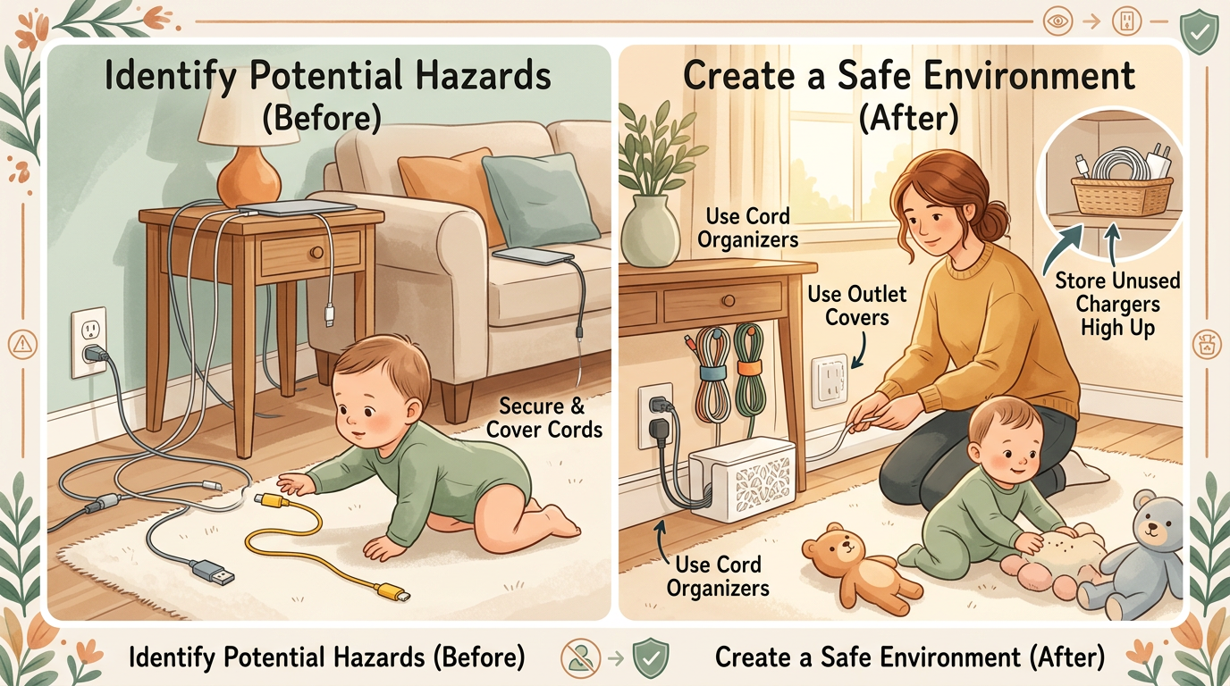 Remove cords, chargers, and small electronics from the sleep zone