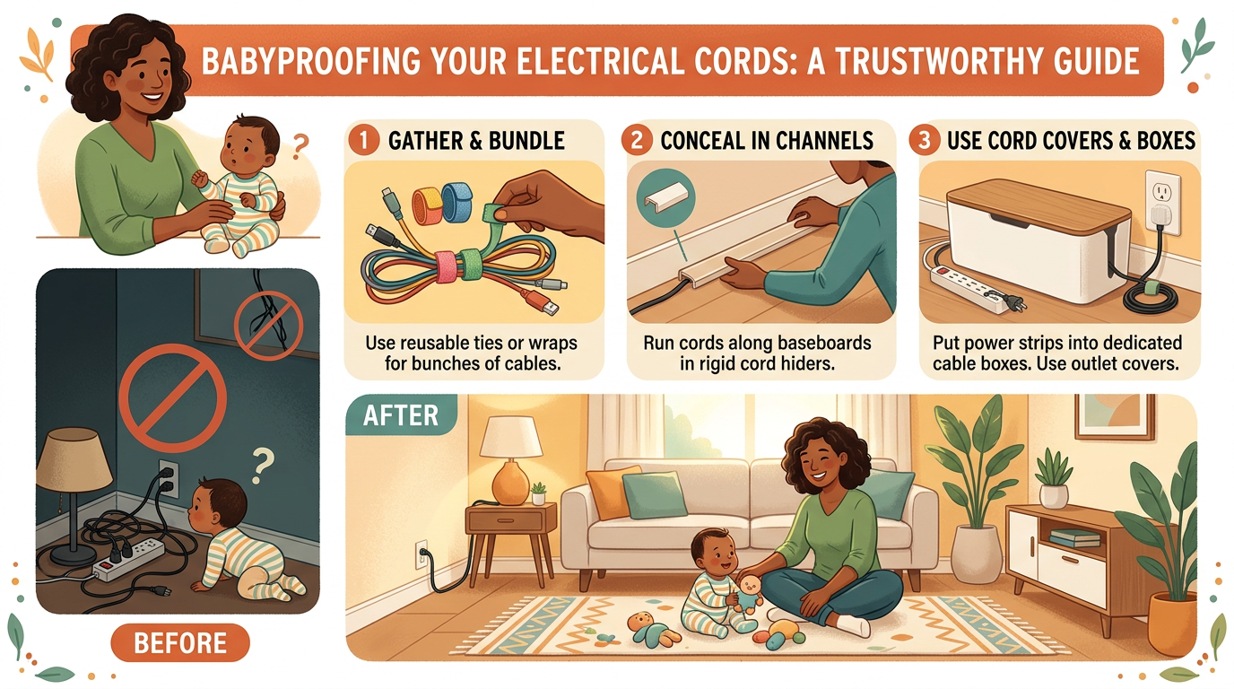 Manage cords before they become pull-down or strangulation risks
